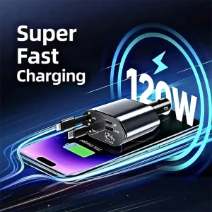 4 in 1 120W Car Charger Retractable